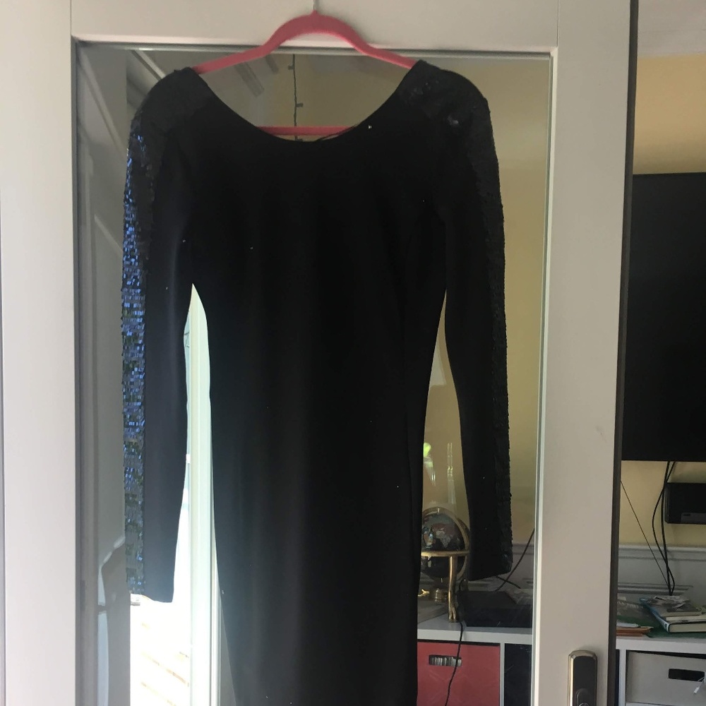 Armani Exchange Black Holographic Sequined Dress